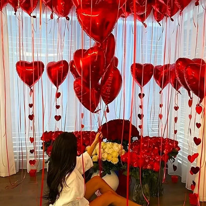 Happy Anniversary Foil Balloons - Wedding Banner Decoration Set for Bridal Shower, Valentine’s Day & Love Celebrations