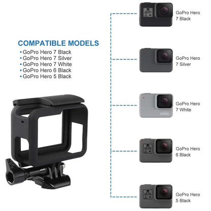 Protective Plastic Frame Case for GoPro Hero 5/6/7 Black – Durable Action Camera Cage Housing Shell Replacement Accessory for Mounting & Protection