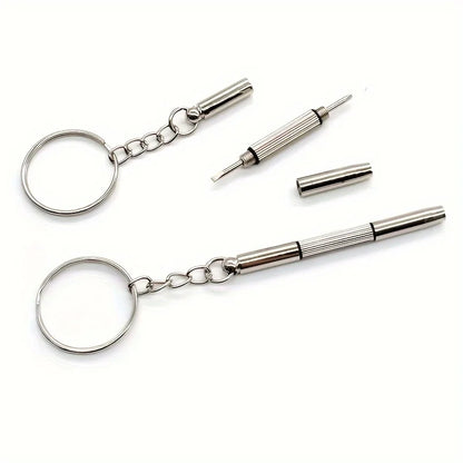 Mini 3-in-1 Glasses Screwdriver Kit | Multifunction Spectacle, Sunglass & Watch Repair Set with Keychain