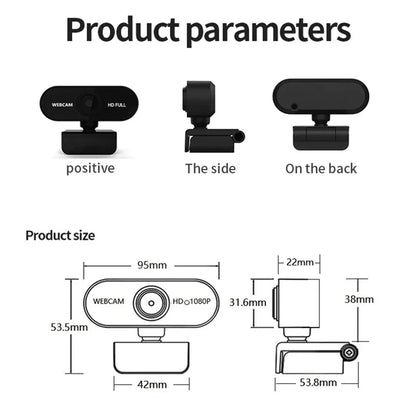 2K/1080P/720P/480P HD USB Webcam – Mini Desktop & Laptop Camera with Microphone and Privacy Cover for YouTube & Skype