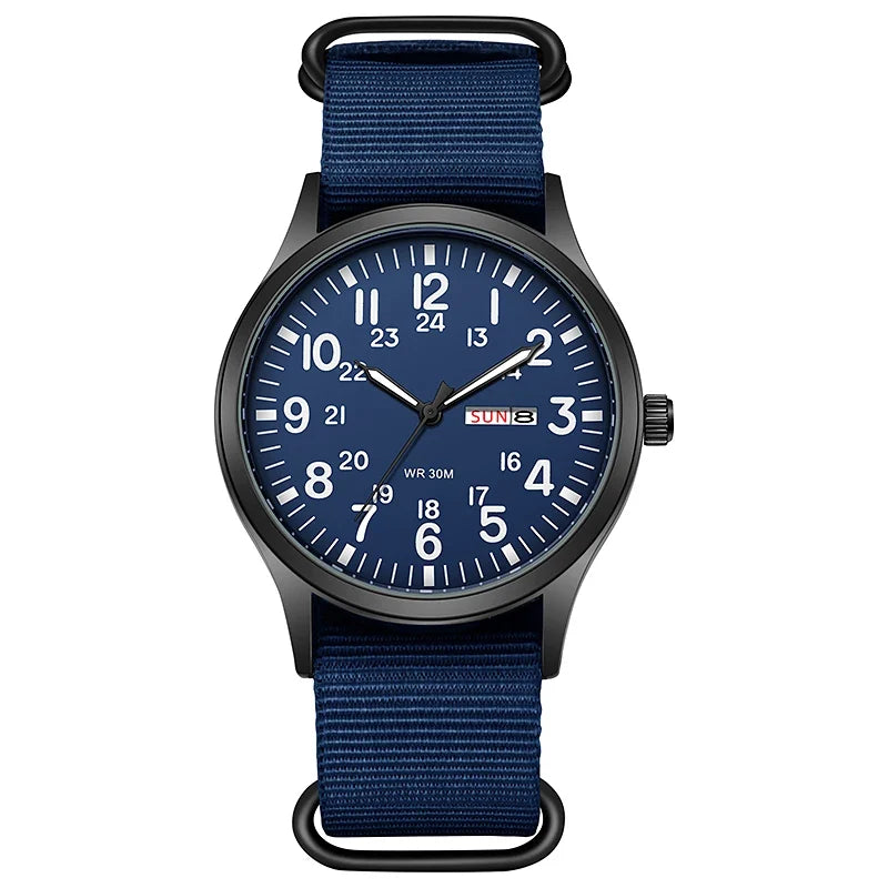 TPW Field Watch 2024 - Easy Read Quartz Wristwatch with Fabric Strap & 24-Hour Display