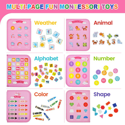 Montessori Toddler Busy Board – Educational Activity for Motor Skills & Baby Learning Toys for Travel