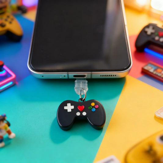 Game Controller Phone Charm - Dust-Proof Gamer Accessory Decoration for iPhone & Type-C Charging Ports