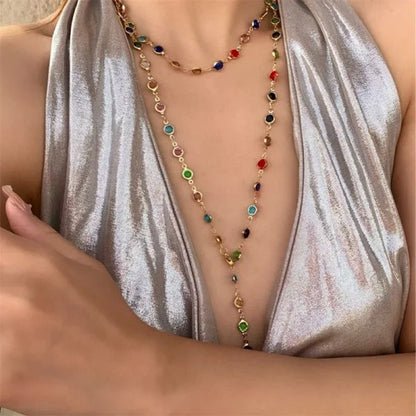 Trendy Y-Shaped Metal Necklace - Gold & Silver Color Long Collarbone Chain Bohemian Party Body Jewelry Gift