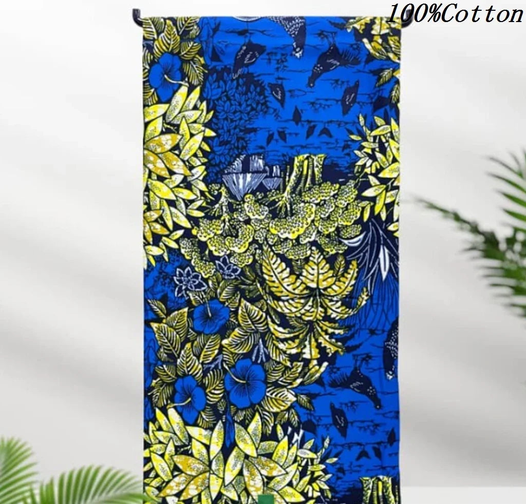African Ankara Wax Print Fabric - 100% Cotton Batik Material for Sewing & Wholesale 6 Yards