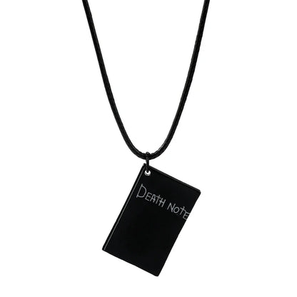Death Note L Logo Pendant Necklace - Black Rope Leather Gothic Choker for Men and Women
