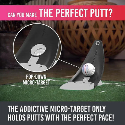 Golf Putter Practice Alignment Tool – Foldable Stick Holder with Triple Aim Points & Spiked Base for Indoor & Outdoor Use