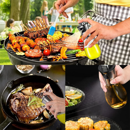 200ML Stainless Steel Oil Sprayer - Precise Glass Cooking Spray Bottle with Funnel for Kitchen Use