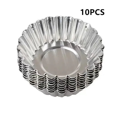 Reusable Non-Stick Aluminum Egg Tart Mold – Flower Shape Cupcake, Muffin, Pudding & Jelly Baking Cup Kitchen Tool