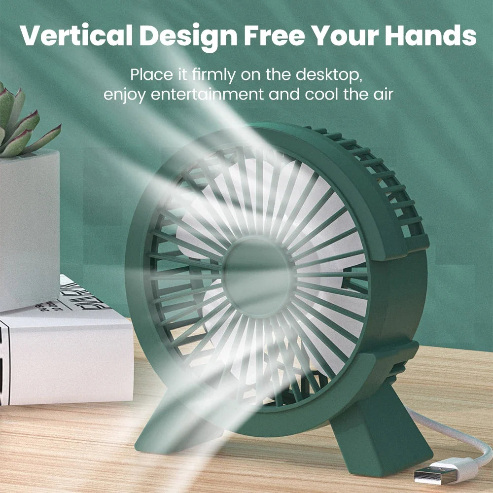 Mini USB Rechargeable Desk Fan - Portable Small Cooling Fan for Student Dorm, Office, Computer Desk and Home Use
