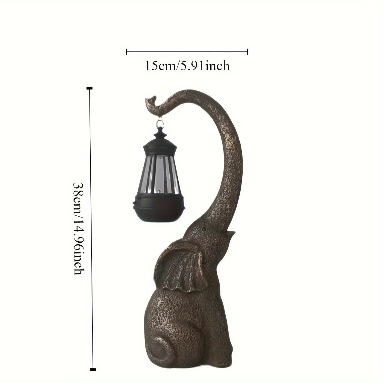 Solar Elephant Garden Lantern - Imitation Stone Resin Decorative Light for Balcony, Courtyard & Outdoor Landscaping