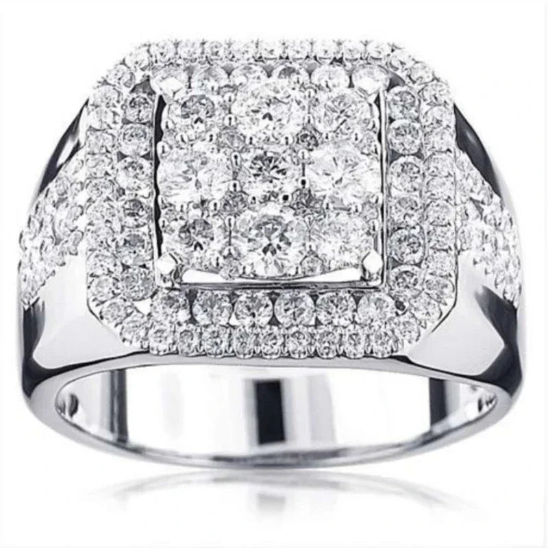 Hip Hop Style Men’s Rings - Copper Iced Out Bling Pave Cubic Zirconia Geometry Fashion Ring Jewelry Charm