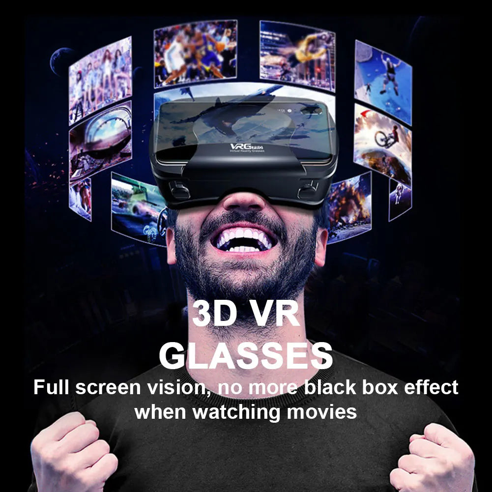 3D VR Headset – Virtual Reality Smart Glasses Helmet for Smartphones with Controllers and 7-Inch Lenses