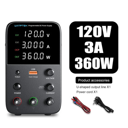 Wanptek Adjustable DC Bench Power Supply 30V 10A – Variable Lab Voltage Regulator 60V/5A & 120V/3A Precision Power Supply
