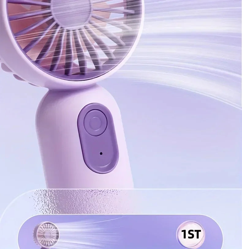 Mini Handheld USB Fan – 3-Speed Strong Wind Portable Desk Fan, Rechargeable for Students, Office, Outdoor, Travel, and Camping