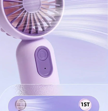 Mini Handheld USB Fan – 3-Speed Strong Wind Portable Desk Fan, Rechargeable for Students, Office, Outdoor, Travel, and Camping