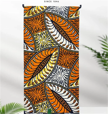 African Real Print Ankara Wax Fabric - Soft 100% Cotton Pagne 6 Yards
