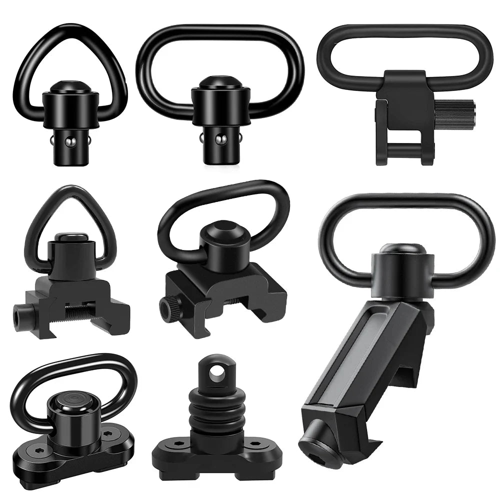 2PCS Tactical QD Sling Swivel Mount – 360° Quick Release Adapter for Rifle, Gun Sling Buckle Attachment Accessory