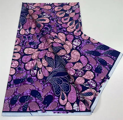 African Golden Glitter Wax Fabric - 6 Yards Ankara Batik Pagne Material for Sewing & Fashion Designs