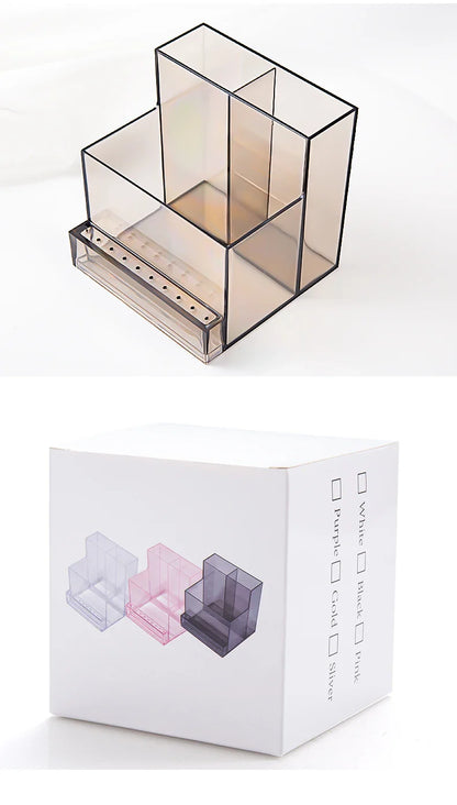 Translucent Nail Drill Machine Organizer | 3-Row Acrylic Storage for Nail Bits & Tools