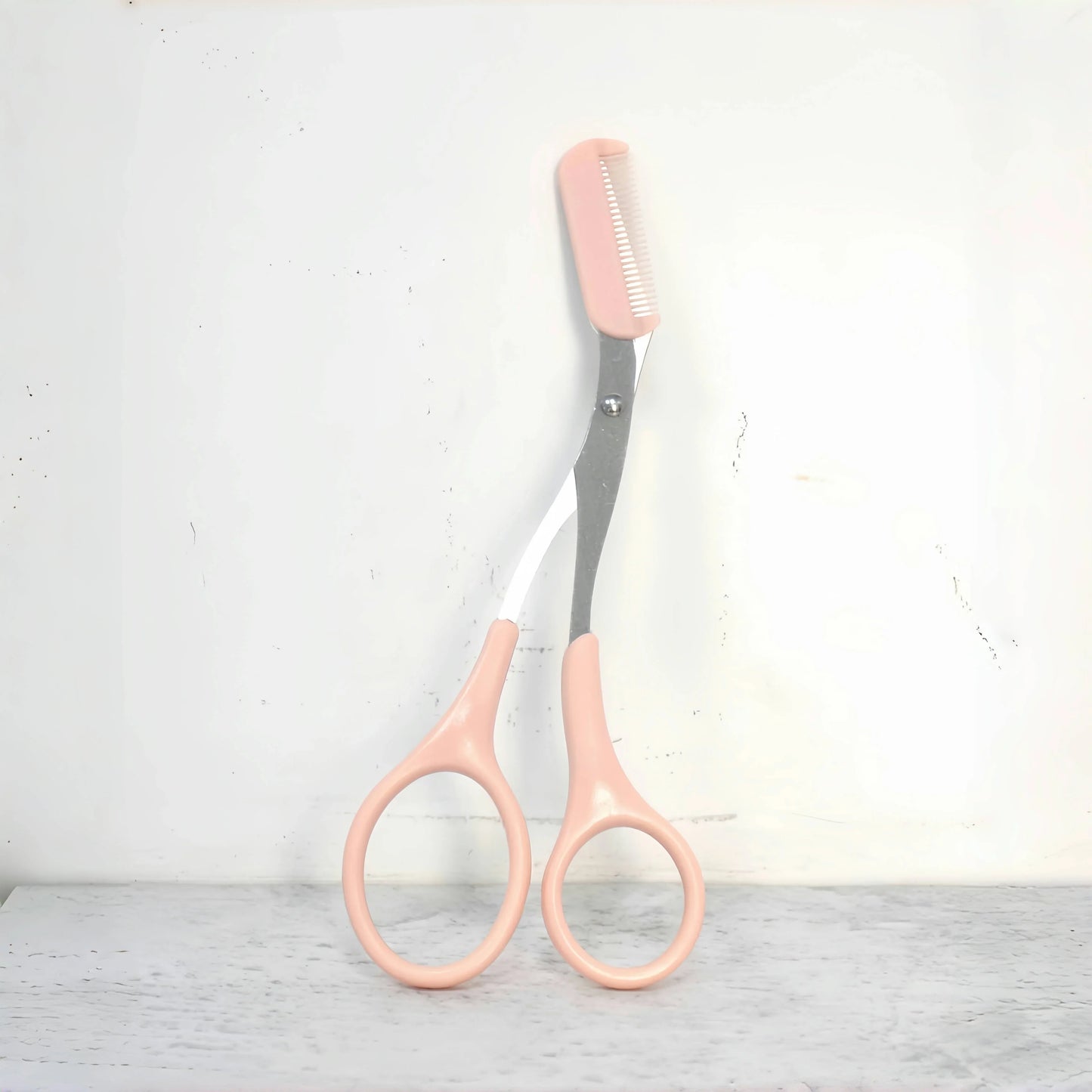 Pink Eyebrow Trimming Scissors with Comb – Stainless Steel Precision Grooming Tool