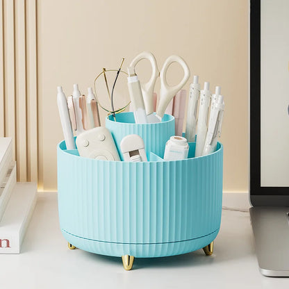 360° Rotating Makeup Organizer - Large Capacity Cosmetic Storage Box for Lipstick, Brushes & Bathroom Vanity