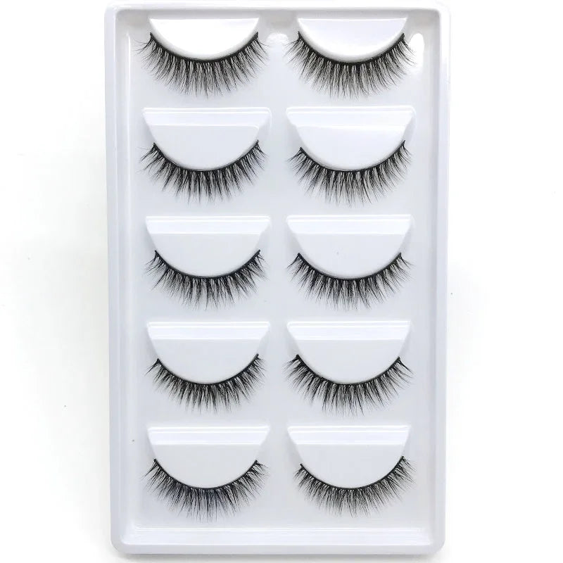 5 Pairs 3D Real Mink False Eyelashes – Soft Natural Look Eyelash Extensions for Makeup & Daily Wear