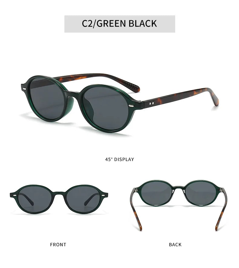 Retro Small Oval Sunglasses for Women & Men – Rivet Detail Luxury UV400 Fashion Eyewear Brand Oculus Gafas