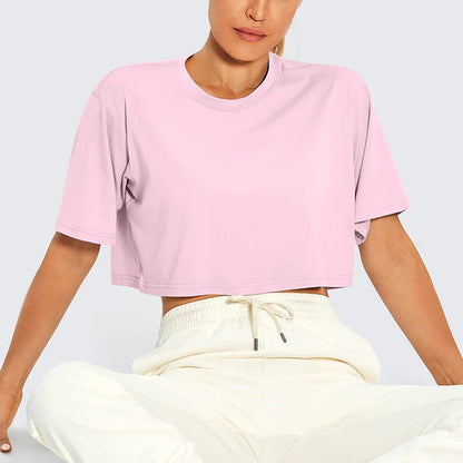 Harajuku Y2K Women’s Crop Top T-Shirt – Funny Casual Loose Fit Short Sleeve Summer Streetwear Round Neck White Tee