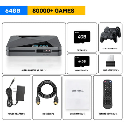 Super Console X2 Pro Retro Video Game Console – 100,000+ Games for MAME, ARCADE, Sega Saturn & DC, 4K HD