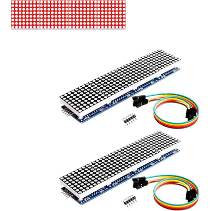 MAX7219 LED Dot Matrix Module - 4-in-1 Red Display with 5-Pin Cable for Arduino DIY Projects & Christmas Decorations