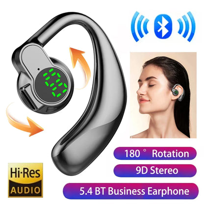 Wireless Bluetooth 5.4 Ear Hook Headphones - HD Call Noise Cancelling Headset with Microphone for Driving