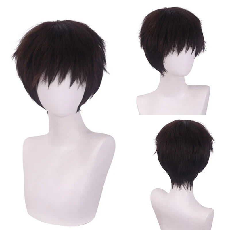 RANYU White Men’s Wig – Short Straight Synthetic Anime Hair, High-Temperature Fiber for Cosplay & Party