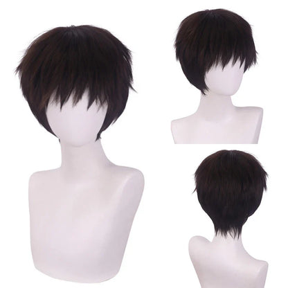 RANYU White Men’s Wig – Short Straight Synthetic Anime Hair, High-Temperature Fiber for Cosplay & Party