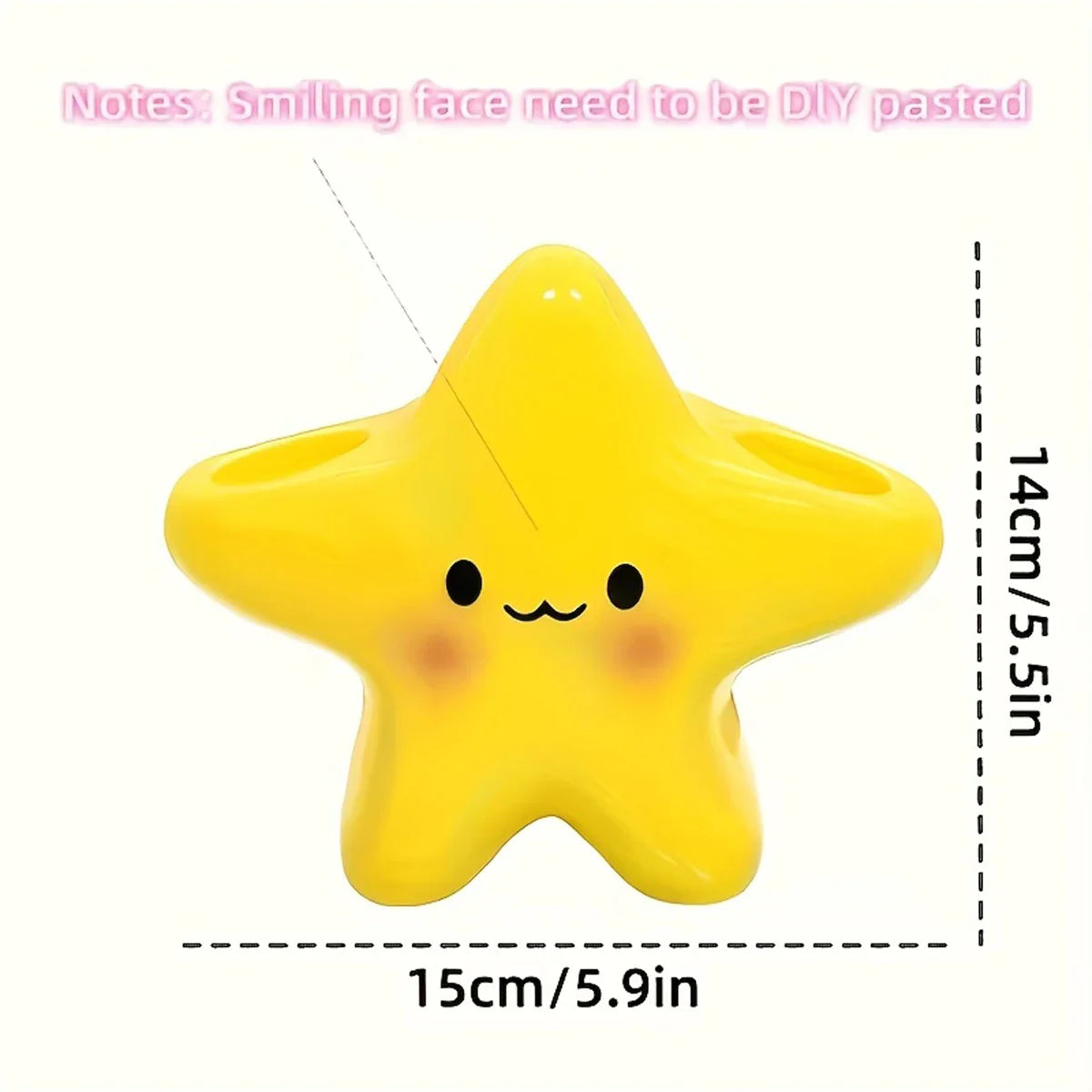 Cute Star Shaped Toothbrush Holder – Freestanding Bathroom Organizer for Toothbrush & Toothpaste Storage with Cute Face Design