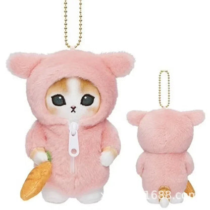 Hot Kawaii Plush Keychain Pendant — Mofusand Shark Cat & Cross-Dressing Hello Kitty/Kuromi Backpack Charm