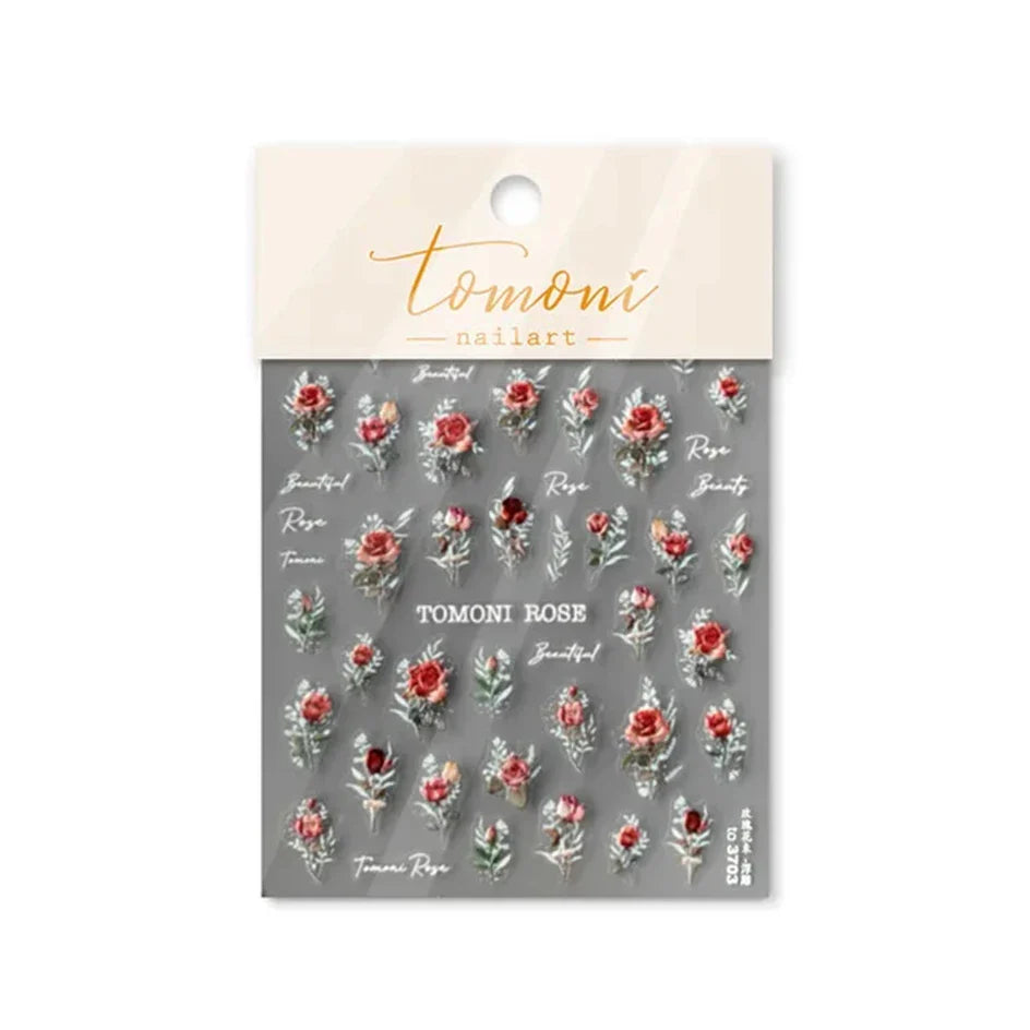 Vintage Rose Flower Nail Stickers – Red & Blue Laser Gold/Silver Nail Art Decals for Manicure Design DIY Beauty Tool