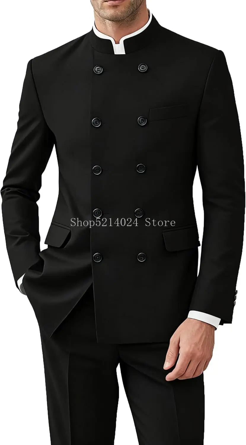 Men's 2-Piece Suit Set - Gold Button Jacket and Pants for Weddings & Formal Events