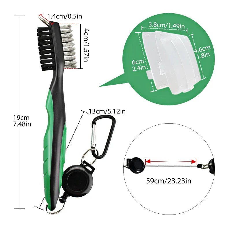 Golf Club Cleaning Brush with Cover – Retractable Carabiner Cleaner, 8 Styles for Outdoor Sports Accessories