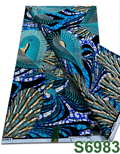 Original African Wax Print Fabric - 6 Yards 100% Cotton Nigerian Ankara Sewing Material