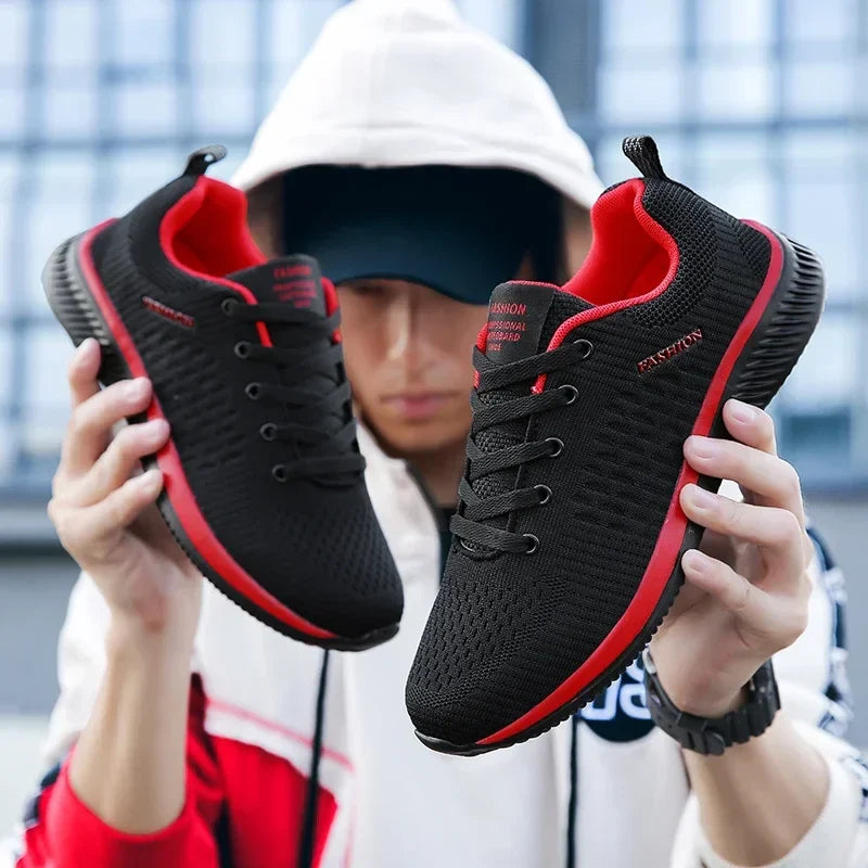 MAEDEF Athletic Shoes for Men – Black Knit Sneakers, Breathable Casual Running, Walking & Gym Shoes for Men & Women