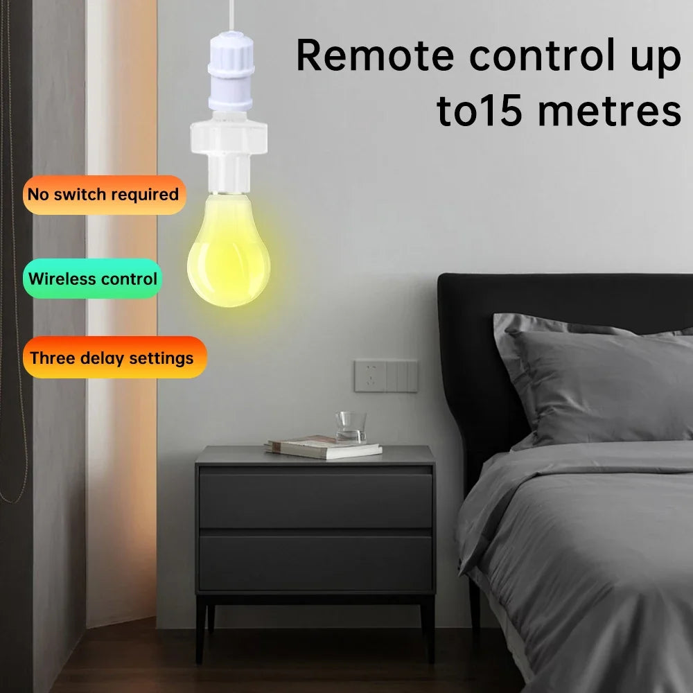 Smart E27 Remote Control Light Switch - Wireless LED Bulb Socket Timer Holder with 30M Range