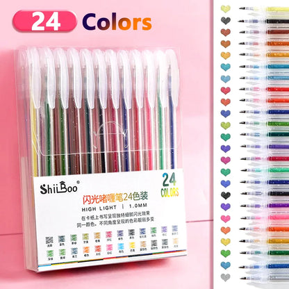 60 Color Glitter Gel Pens - 1.0mm Metal Tip Ballpoint Pens for Drawing, Coloring, DIY Crafts and Journaling