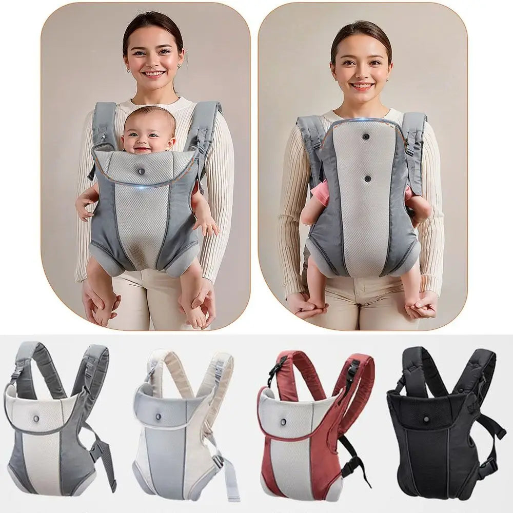 4-in-1 Ergonomic Baby Carrier with Hip Seat - Adjustable Newborn Kangaroo Wrap Breathable Front-Facing Baby Backpack