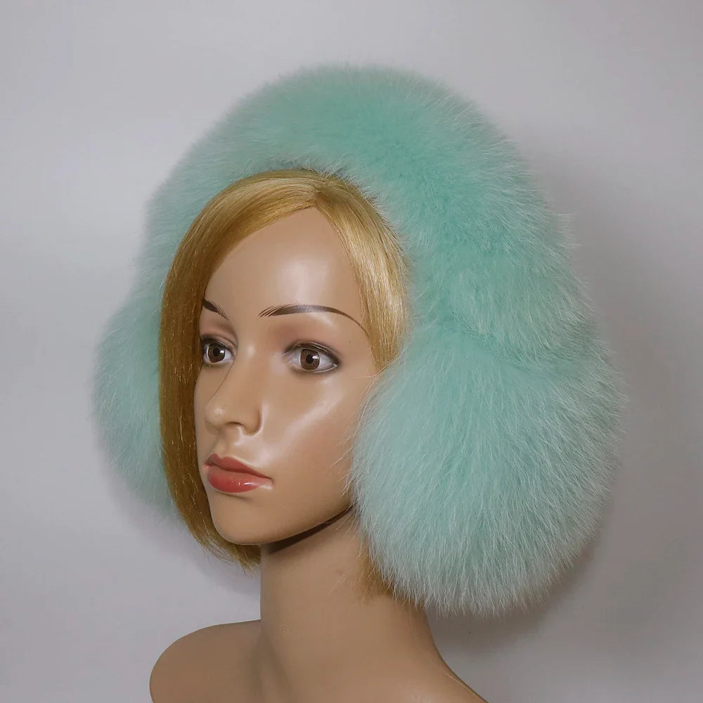 Real Fox & Raccoon Fur Earmuffs – Warm Winter Ear Warmer for Women and Girls, Plush Genuine Fur Accessory