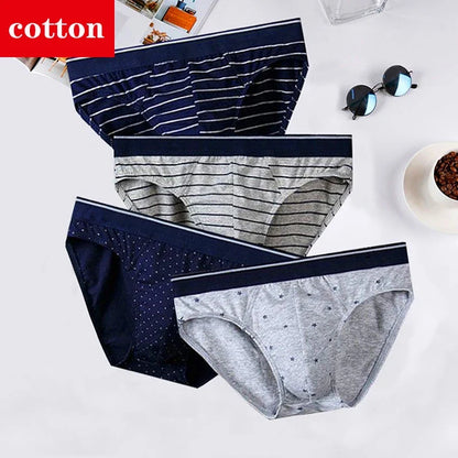 4-Pack Men's Cotton Briefs - Breathable Printed Underwear with Comfortable Fit & Stylish Design