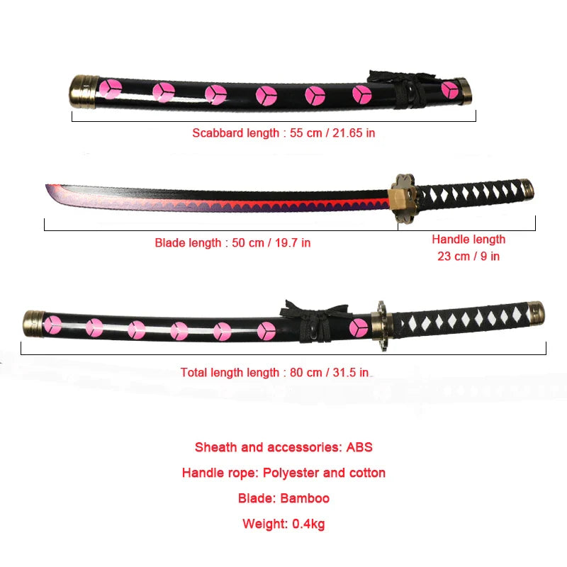 3-Piece Roronoa Zoro Katana Set – Anime Cosplay Toy Swords with Belt & Sword Holder