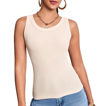 Women’s Multi-Piece Ribbed Vest Set - Solid Color Casual Layering Tops & Sports Fashion Tank Collection