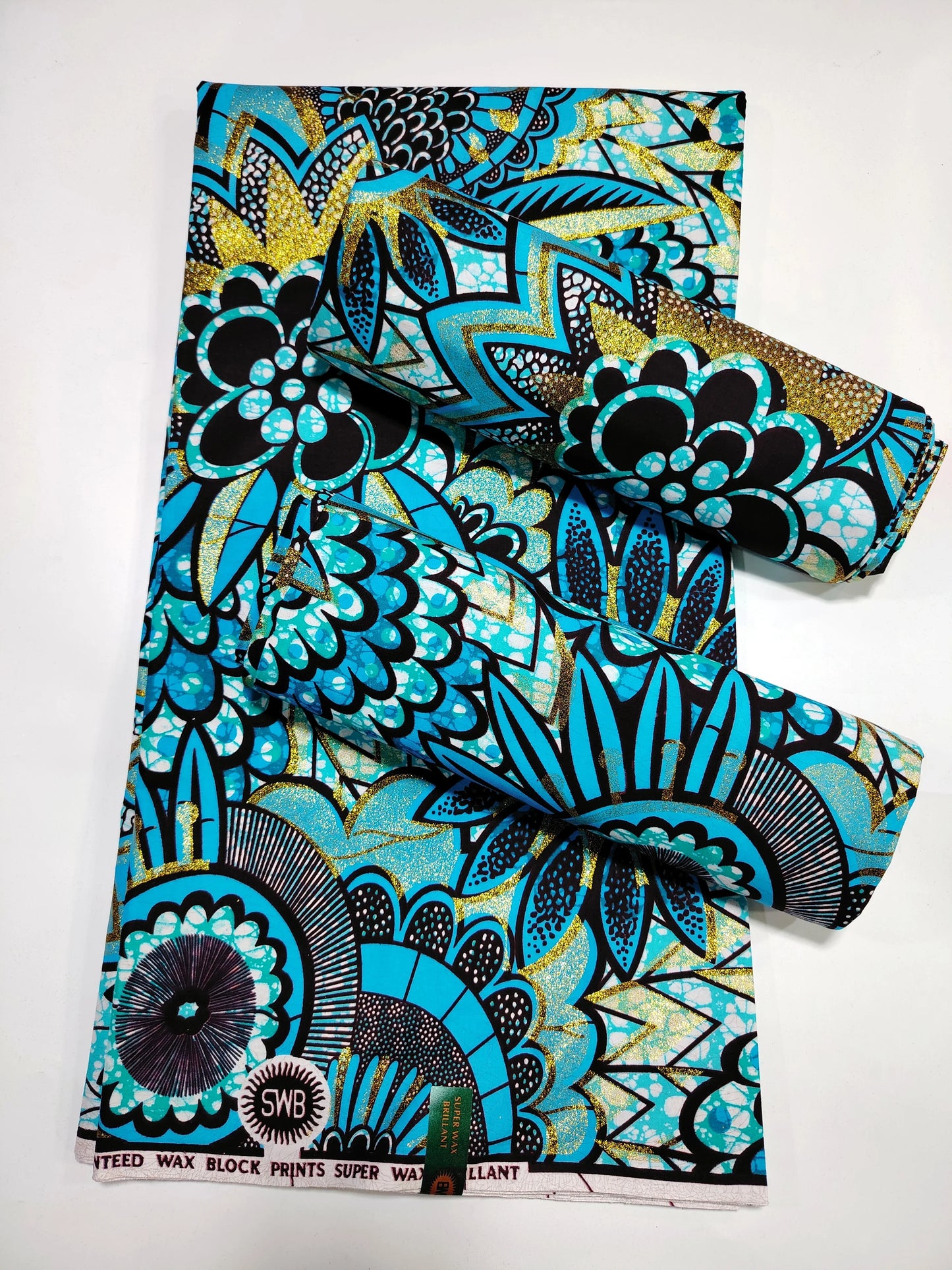 Grand Super Ankara Wax Fabric - Original 100% Cotton Glitter Batik Pagne 6 Yards Nigerian Party Dress Sewing Material