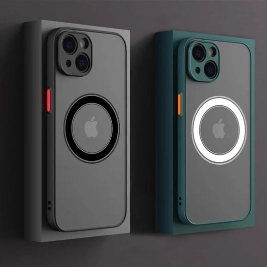 Luxury Armor Matte Magnetic Case - Shockproof MagSafe Wireless Charging Cover for iPhone 17 16 15 14 13 12 11 Pro Max Mini Plus